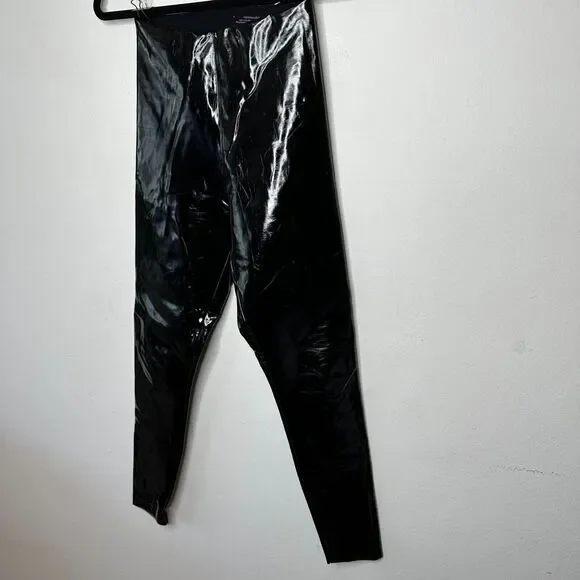 Commando Black Shiny Crackle Faux-Patent Legging High Shine High Rise Stretch SM - Picture 5 of 15